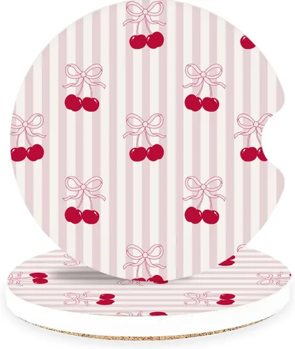 Vista 38 de Posavasos absorbentes para automóvil, paquete de 2 unidades para portavasos (beige)