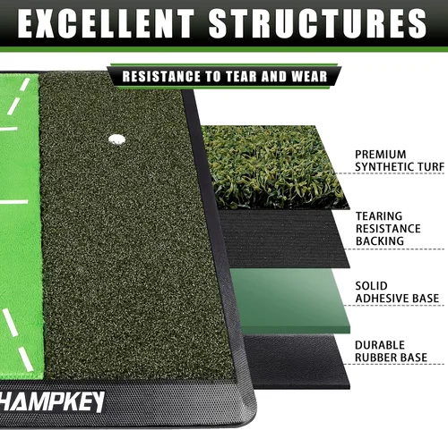 Vista 2 de CHAMPKEY Heavy-Duty Golf Hitting Mat - Swing Path Feedback Golf Practice Mat - Ideal for Indoor and Outdoor Training