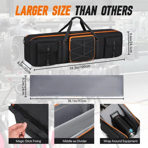 Vista 3 de Estuche de transporte para trípode, soporte de luz de trípode y bolsa de kit de iluminación para fotografía, bolsa de transporte grande