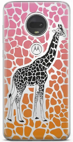 Mertak Funda de teléfono compatible con Motorola Edge + Moto G9 G8 Plus G7 Play Power Z4 Slim Giraffe Animal Design TPU ligera protectora abstracta