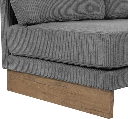 Vista 207 de Sofá modular de felpilla con tapicería en forma de L, sofá modular de 4 asientos con otomana extraíble y 5 almohadas para sala de estar, apartamento