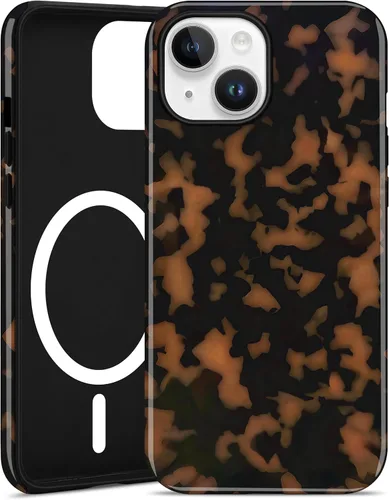 Vista 84 de Jusy Compatible with MagSafe Brown Tortoise Shell Print Phone Case for iPhone 7/8/SE, Amber Trendy Luxury Magnetic Soft TPU and Hard PC Protective