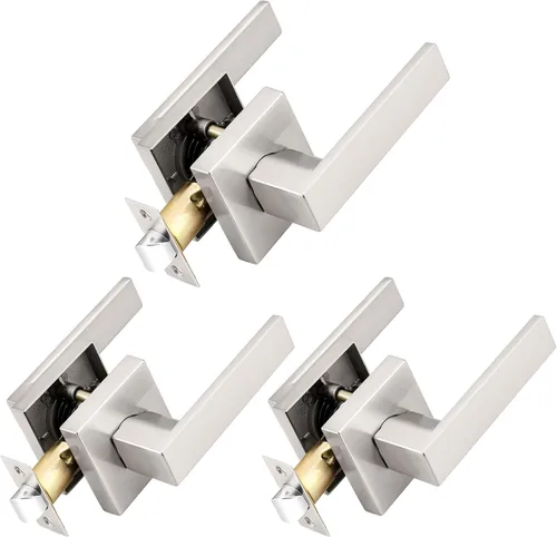 Vista 18 de Probrico Palanca de Paso Interior Negro Mate, Manija de Puerta de Pasillo y Armario sin Llave de Servicio Pesado, Herrajes de Interior Resistentes