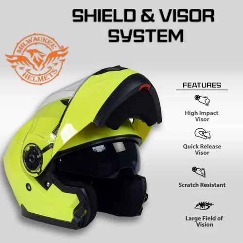 Vista 5 de Cascos Milwaukee Helmets Avanzados Modulares de Cara Completa para Motociclistas con Visera Desmontable