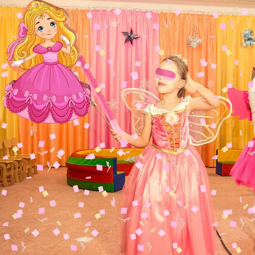 Vista 4 de Threan Decoraciones de fiesta de hada de piñata de princesa, bailarina de piñata de ballet rosa, juego de cumpleaños, suministros de fiesta