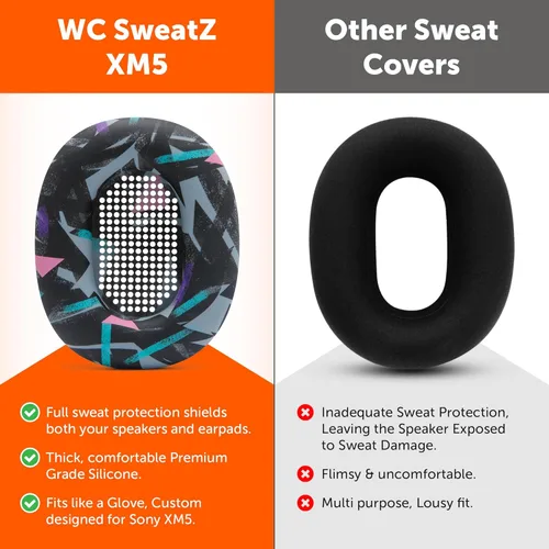 Vista 3 de WC SweatZ XM5 - Fundas de sudor patentadas para Sony WH1000XM5 de Wicked Cojines, protección completa de 360 almohadillas para los oídos, a prueba