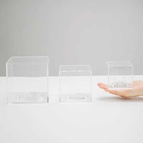 Vista 6 de Caja de soporte de 3 clavijas de geodas de acrílico transparente, caja de soporte de caballete, caja de exhibición de acrílico para rodajas