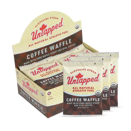 Vista 10 de UnTapped Waffles orgánicos de limón de 1.1 oz cada uno, caja de 16 – Snacks deportivos de resistencia endulzados con jarabe de arce real y limones