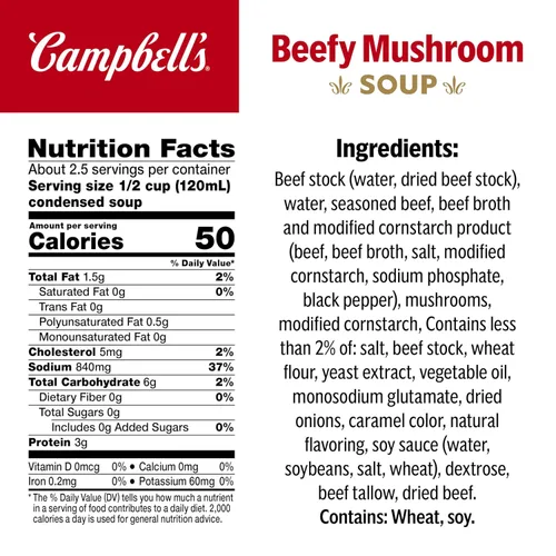Vista 2 de Campbell's - Sopa condensada de champiñones con carne, lata de 10.5 onzas