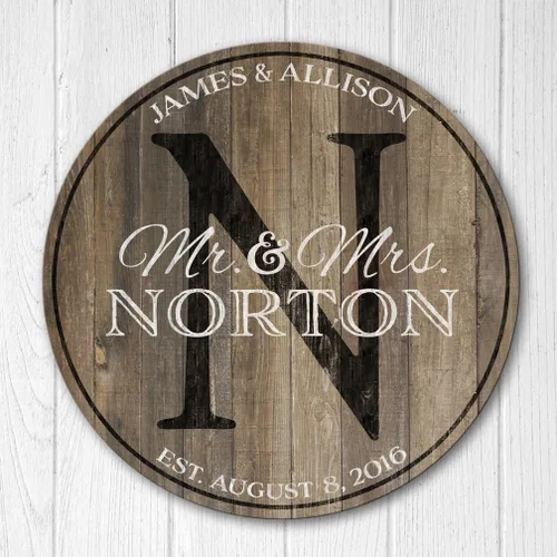 Personalized Wedding Anniversary Gift, Wood Family Established Sign, Mr and Mrs Last Name Wood Plaque