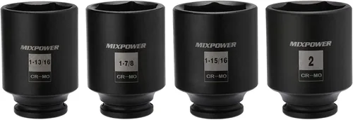Vista 3 de MIXPOWER Juego de dados de impacto profundo de 1/2 pulgada, pulgadas, Cr-Mo, 6 puntos, 1-13/16", 1-7/8", 1-15/16", 2", 2", 4 piezas 1/2 pulgada Dr.