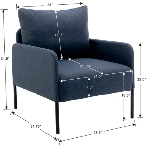 Vista 9 de Kmax Sofá individual de tela, silla moderna para sala de estar, espacio pequeño, apartamento, dormitorio, oficina, color gris