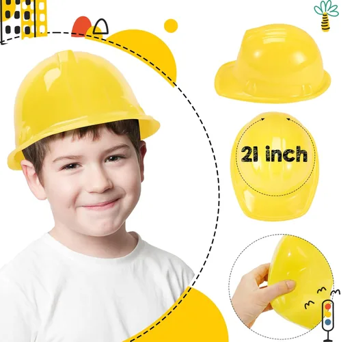 Vista 3 de Geyoga 16 Pcs Construction Vest for Kids Party Favors Hard Hat Construction Dressing Up Worker Costume for Birthday Party