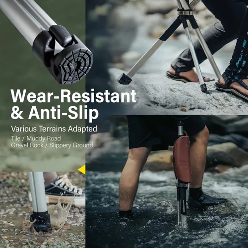 Vista 8 de Serie Ta-Da de Sillas STEP2GOLD 2- Bastón de Caminata Portátil, Bastón con Asiento, Silla Plegable, Bastón de Senderismo, para Acampar, Senderismo