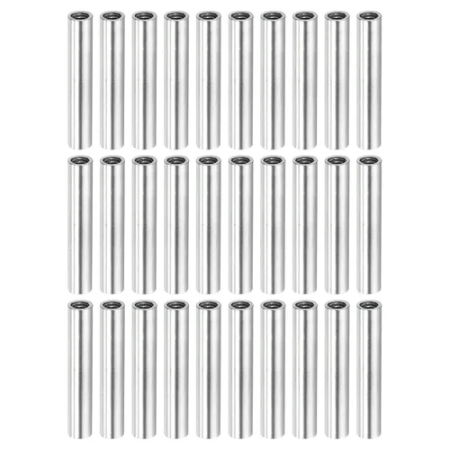 Vista 9 de MECCANIXITY Tuerca de acoplamiento redonda, rosca hembra M4x0.7mm 30mm de rosca, conector de manga redonda para varilla de barra de tubo, tuerca
