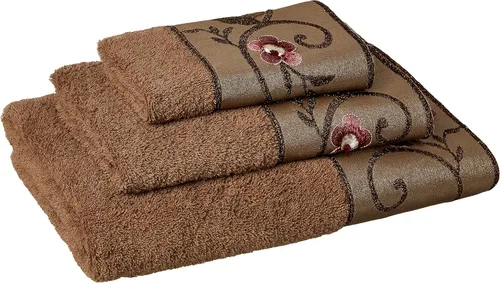 Popular Bath Toallas de baño, colección Larissa, juego de 3 piezas, diseño rosa