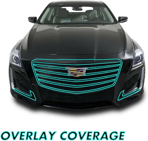 Vista 2 de SlickMod Eliminación de Cromo Revestimiento de Vinilo Opaco para Parachoques Delantero Cadillac CTS 2015-2019 Moldura de Parrilla Cromada