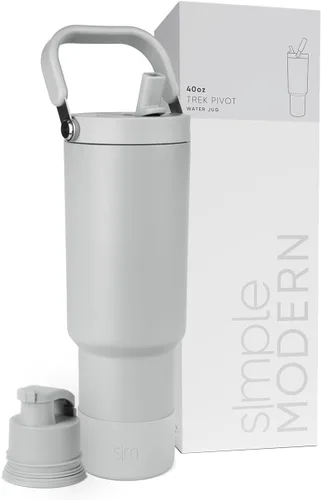 Vista 65 de Simple Modern Trek Pivot Vaso con pajita abatible de 30 oz con asa Botella de agua y protector Tapas intercambiables de pajita y para beber