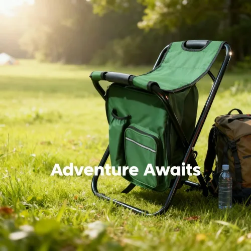 Vista 4 de Folding Backpack Stool, Heavy Duty Cloth with Cooler Bag, Lightweight Portable - X - Bracket, Convenient Side Pocket, Ideal for Camping and Fishing