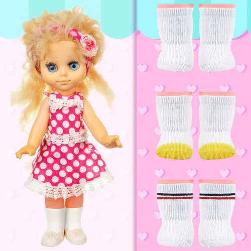 Vista 5 de Zhanmai 9 pares de mini calcetines de muñeca accesorios para muñecas estadounidenses de 18 pulgadas, ropa para accesorios multicolor (simple)