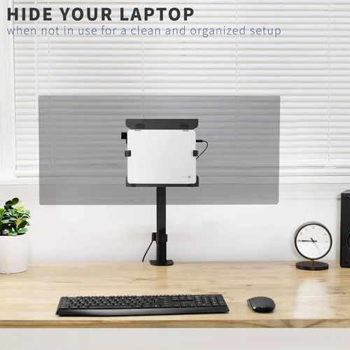Vista 6 de VIVO Brazo universal de acero para portátil con soporte de poste de movimiento completo con placa VESA extraíble de 2.953 in y 3.937 in, se adapta a