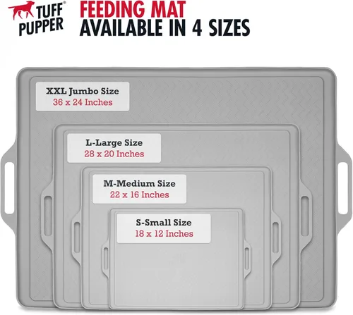 Vista 6 de Tuff Pupper Tapete de alimentación para perros pequeños de 18 x 12 pulgadas para comida y agua Tapete de alimentación para perros para suelos
