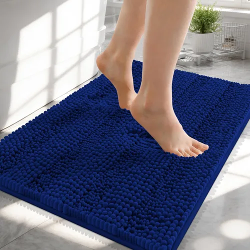 Vista 221 de OLANLY Tapetes de baño gruesos de chenilla a rayas de 30 x 20 pulgadas, extra suaves, absorbentes, con parte trasera de goma, se pueden lavar