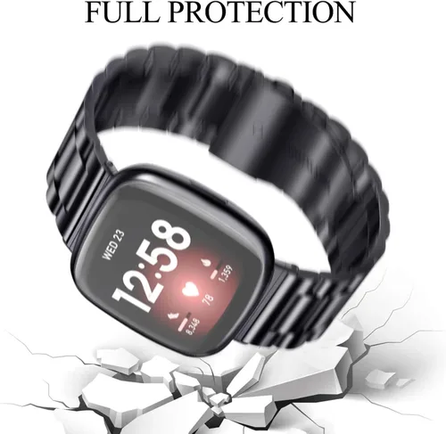 Vista 6 de ZPJPPLX para Fitbit Versa 4/Sense 2, Correa de Muñeca de Acero Inoxidable Sólido con Funda de Reloj, para Versa 3/Sense Correas de Repuesto de Metal