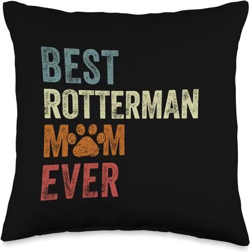 Funny Rotterman Mom Dog Lovers Mothers Day Retro Best Mom Ever Rotterman Mama - Almohada para el día de la madre, 16 x 16 pulgadas, multicolor