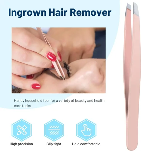 Vista 4 de WSYUB Pinzas para eliminar puntos negros, pinzas de pelo encarnado, extractor de espinillas de precisión, pinzas de celda, pinzas para cabello