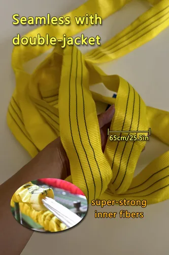 Vista 4 de Eslinga Redonda 6610lb 6.5FT Correa de Eslinga Aparejo Poliéster Sin Fin Eslinga de Elevación para Izar Objetos de Trabajo Pesado Eslinga