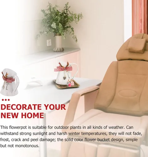 Vista 7 de Cubos de flores galvanizadas, jarrón rústico francés, jarrones de metal, jarrón, jarra, jarrón, casa de campo, centro de mesa, color beige