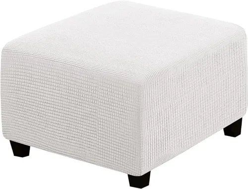 Vista 29 de ADPON Fundas otomanas cuadradas, fundas otomanas, protector de taburete de almacenamiento plegable, parte inferior elástica, tela jacquard de Arena