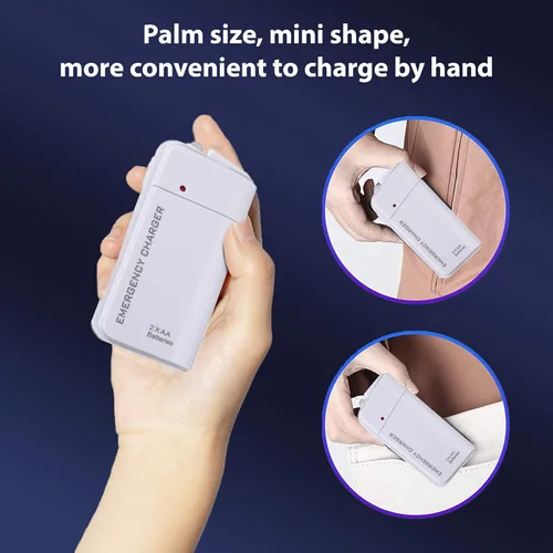 Vista 6 de Portable AA Battery Travel Charger Works for Samsung SM-A415FDS and Emergency Re-Charger with LED Light! (Takes 2 AA Batteries,USB-C) White