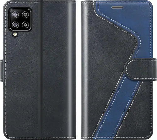 Vista 51 de Funda tipo cartera para Samsung Galaxy A13 5G, funda de cuero con tapa con bloqueo RFID, soporte para tarjetas de crédito, soporte magnético