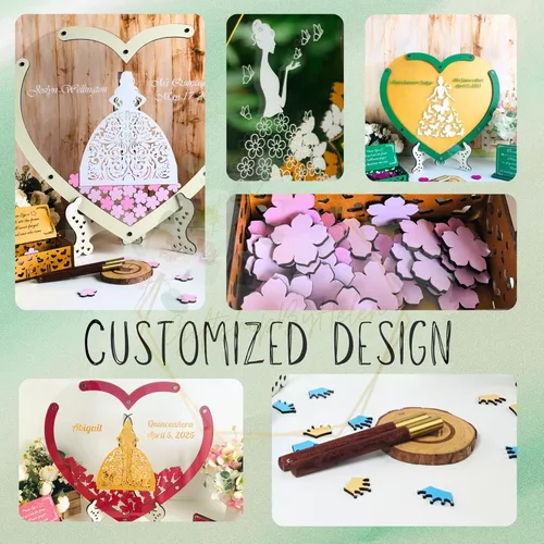 Vista 3 de Ideas alternativas personalizadas para libro de invitados de quinceañera – Alternativa para libro de invitados de corazón de quinceañera – Libro