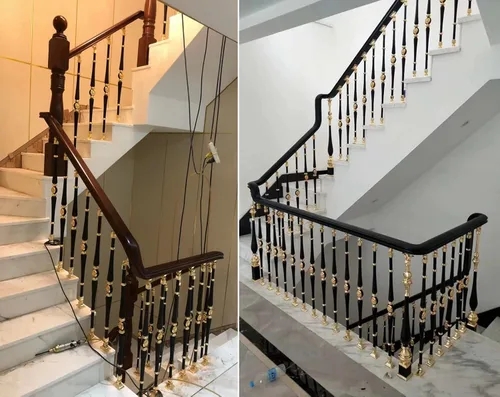 Vista 2 de CMYUN Husillos de balaustre de estilo europeo cuadrado, paquete de 1/2/5/10 balaustres rústicos para interiores de escaleras, barandillas