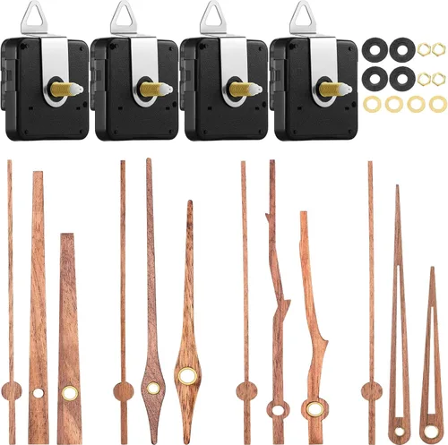 Vista 8 de Mudder Kit de repuesto de mecanismo de reloj de cuarzo de 4 piezas con 4 tipos de manecillas de reloj de madera de nogal para piezas de reparación