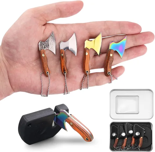 Vista 6 de Juego de mini cuchillos con funda, 4 cuchillos de bolsillo de chef para abridor de paquetes, cortador de caja, incluye afilador