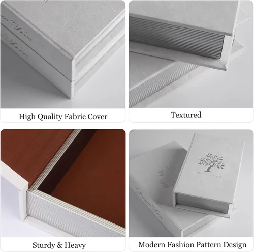 Vista 6 de Cajas decorativas para libros: libros falsos para mesas de café y estanterías, juego de 2 cajas de almacenamiento de moda (árbol de sueño)