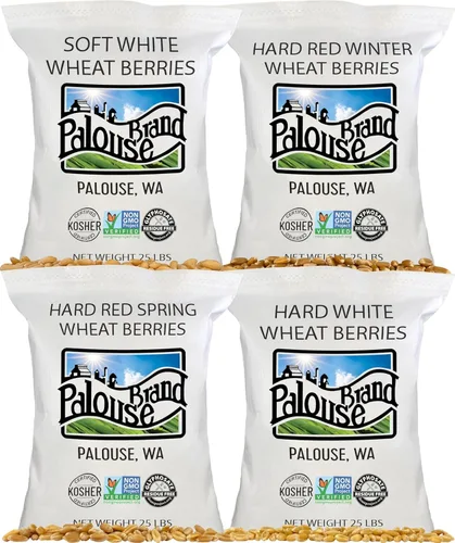 Vista 14 de Palouse Brand Bayas de trigo certificadas sin residuos de glifosato, 100 libras, blanco duro, blanco suave, rojo duro invierno, bayas de trigo