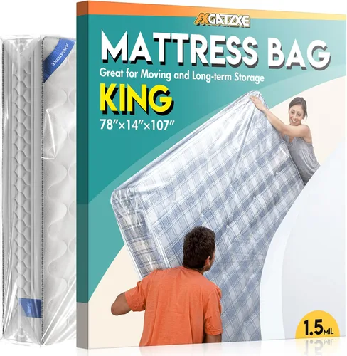 Vista 18 de 2 bolsas de colchón de plástico para almacenamiento en movimiento, funda de colchón impermeable, protector de colchón para suministros de mudanza