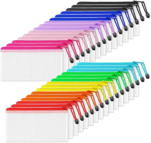 Vista 16 de SUNEE Bolsa de malla de 4 x 9 pulgadas (negro, paquetes de 30) – Bolsas impermeables con cremallera para suministros de oficina escolar