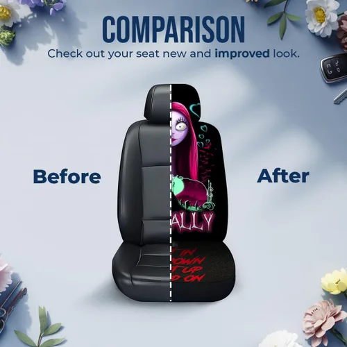 Vista 8 de GENANY Horror Nightmare Skellington - 2 fundas de asiento delantero para automóvil, camión, SUV, regalos de Navidad, funda de asiento de cubo