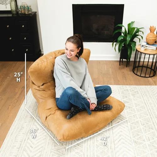 Vista 168 de Big Joe Roma Puf, Sherpa de avena y grafito, gamuza vegana, 3 pies