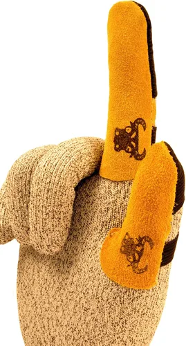 Vista 3 de G & F Products 8128M Protector de dedos de cuero de vaca, protección para dedos, mediano, color marrón claro, 10 piezas