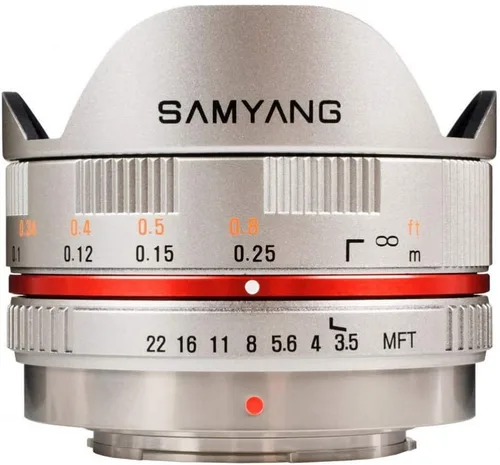 Samyang Lente de enfoque manual Fisheye F3.5 de 0.295 in para Micro 4/3 - Plata