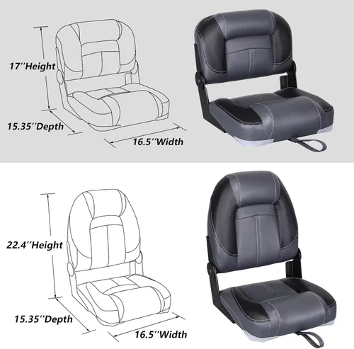 Vista 2 de Leader Accessories Asientos plegables para barco de pesca de 50" para bass boat