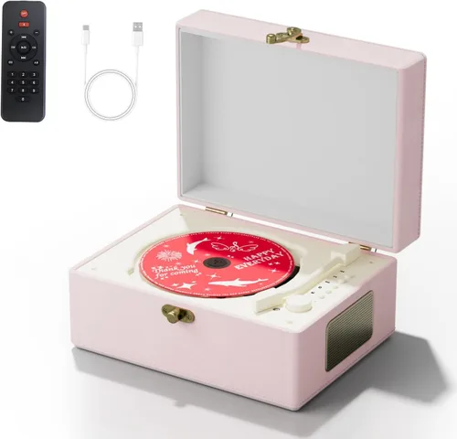 Yintiny Caja de música de tiempo reproductor de CD con altavoces; transmisor Bluetooth; regalo de festival; reproductor BGM para decoración del