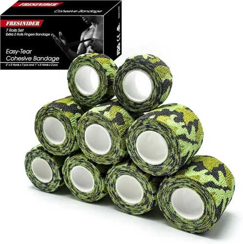Vista 8 de FRESINIDER 16 rollos de gasa de cinta atlética autoadhesiva, vendaje médico, vendaje elástico transpirable y cohesivo para lesiones deportivas